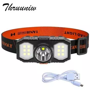 Светодиодный налобный фонарь, 3 режима, USB перезаряжаемый налобный фонарик, 18650, аккумулятор, светодиодный прожектор, водонепроницаемая лампа для ночной рыбалки