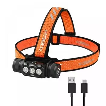 Светодиодный налобный фонарь ACEBEAM H50 2.0 с возможностью подзарядки через USB-C, яркий, 2000 люмен, 3 источника света, концентрирующий, рассеивающий, переключающий, широкоугольный свет на 170°