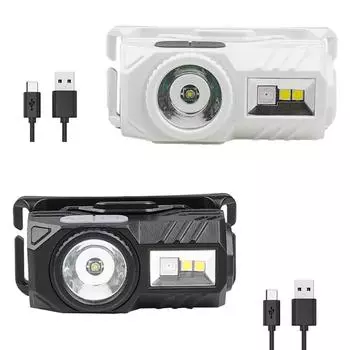 Светодиодный налобный фонарь AU 400LM, 5 режимов освещения, козырек для кемпинга, бега, походов чёрный