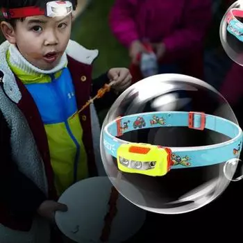 Светодиодный налобный фонарь IPX6, водонепроницаемый сверхлегкий светильник с регулируемым углом освещения, фонарик на голову с питанием от батареи для детей розовый