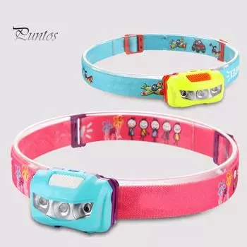 Светодиодный налобный фонарь IPX6, водонепроницаемый сверхлегкий светильник с регулируемым углом освещения, фонарик на голову с питанием от батареи для детей розовый