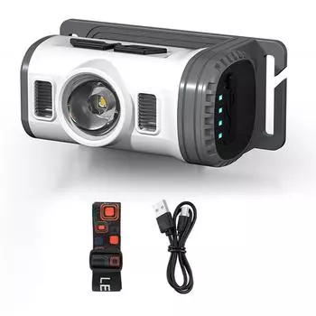 Светодиодный налобный фонарь, перезаряжаемый, красный и синий, предупреждающий, портативный, пристегивающийся к кепке фонарь с серый/белый