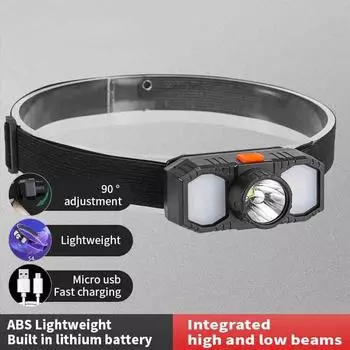 Светодиодный налобный фонарь Портативный мини EDC перезаряжаемый фонарь для рыбалки на открытом воздухе, исследования, водонепроницаемый аварийный налобный фонарь