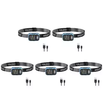 Светодиодный налобный фонарь с датчиком движения Type-C, водонепроницаемый аккумуляторный фонарик