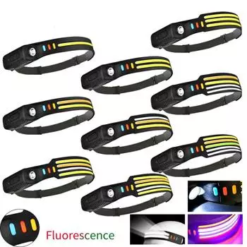 Светодиодный налобный фонарь с датчиком и зарядкой от USB, встроенный аккумулятор, светодиодный налобный фонарь для кемпинга, рыбалки, поиска