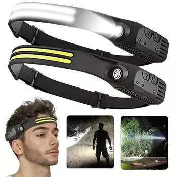 Светодиодный налобный фонарь с датчиком USB, перезаряжаемый налобный фонарь для рыбалки, светодиодный налобный фонарь для кемпинга, поисковый светильник, налобный фонарик white light of a lamp