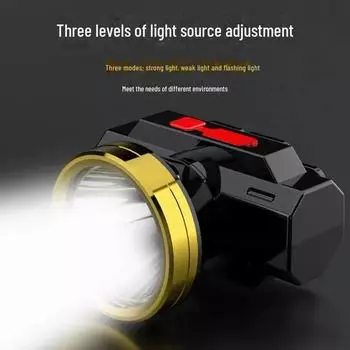 Светодиодный налобный фонарь с зарядкой через USB для ночной рыбалки, кемпинга, патрулирования - легкий и прочный с литиевой батареей
