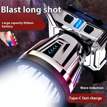 Светодиодный налобный фонарь, супер яркий, водонепроницаемый, индукционный фонарик для кемпинга, с длительным сроком службы батареи, литиевая батарея, зарядка мобильного телефона cool light+1 battery