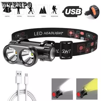 Светодиодный налобный фонарь USB перезаряжаемый шахтерский фонарь уличный ночной светильник для рыбалки лампа для технического обслуживания рабочий фонарь мощный налобный фонарь
