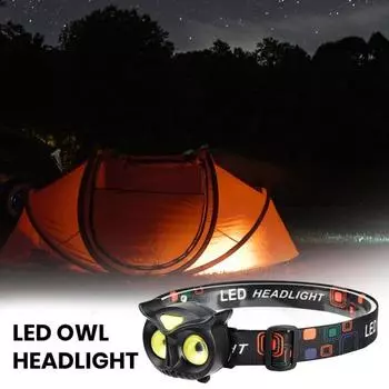 Светодиодный налобный фонарь в форме совы Type-C с быстрой зарядкой, налобный фонарь, съемный легкий налобный фонарь, уличный налобный фонарь для кемпинга A