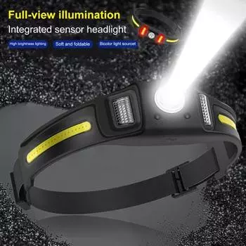Светодиодный налобный фонарь, водонепроницаемый перезаряжаемый, супер яркий, с высоким люменом, датчик движения, налобный фонарь, аксессуары для кемпинга