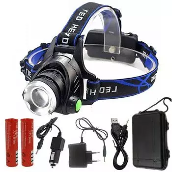Светодиодный налобный фонарь XML-L2 5000LM Zoomable Headlight Водонепроницаемый налобный фонарь для рыбалки и охоты 568D