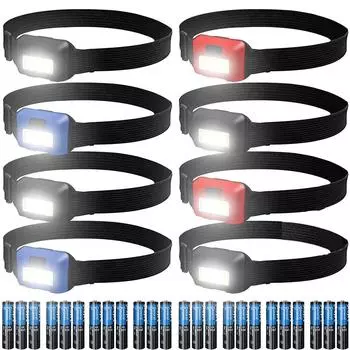 Светодиодный налобный фонарик Cob Head Light Яркий налобный фонарь Водонепроницаемая налобная лампа с 3 режимами батарей для взрослых Детей На открытом воздухе Кемпинг красный