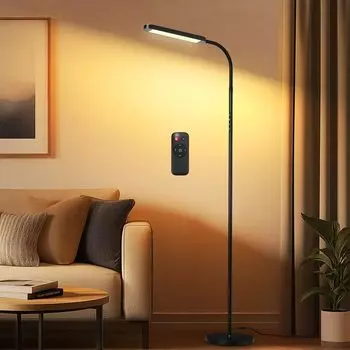 Светодиодный напольный светильник BeaNet с дистанционным управлением 228 мм, энергосберегающий напольный светильник с 5 уровнями затемнения и цветным светильником [беспроводное управление/макс. версия/большое основание]