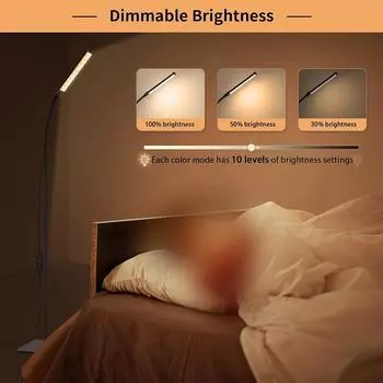 Светодиодный напольный светильник с регулируемой яркостью, регулируемая подставка на гусиной шее, напольные светильники для гостиной, спальни, офиса, настольный светильник для чтения