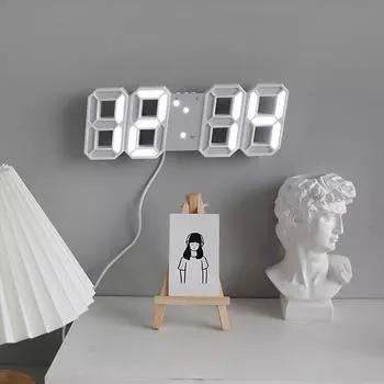 Светодиодный настенный настольный будильник с повтором USB-цифрового будильника белый