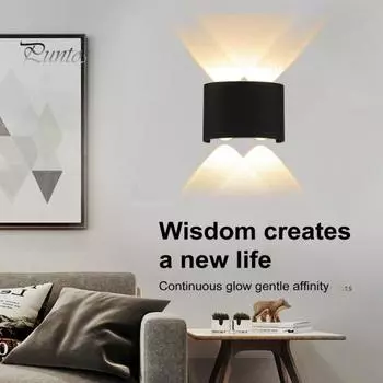 Светодиодный настенный ночник Супер яркий, высокий люмен, водонепроницаемый, устойчивый к ржавчине, надежный настенный светильник для внутреннего освещения, энергоэффективный настенный светильник для внутреннего освещения M чёрный