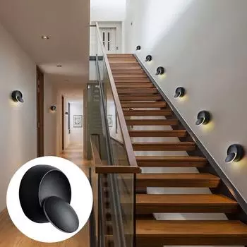 Светодиодный настенный светильник 360 градусов настенный светильник прикроватный светильник для гостиной в стороне от лестницы регулируемый настенный светильник вращающийся настенный светильник чёрный