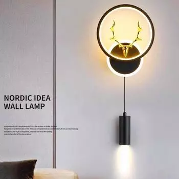 Светодиодный настенный светильник 3 цветовых режима Настенное крепление Освещение Спальня Прикроватные настенные бра Гостиная Домашнее внутреннее освещение Декоративные лампы чёрный