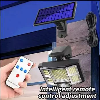 Светодиодный настенный светильник All in One на солнечных батареях, 168 светодиодов, водонепроницаемые лампы с датчиком движения, дистанционное управление, уличное освещение, садовый солнечный свет Integrated 168COB