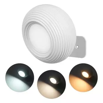 Светодиодный настенный светильник, беспроводной настенный светильник, магнитный ночник с вращением на 360° и 3 цветовой температурой для чтения в спальне у кровати белый