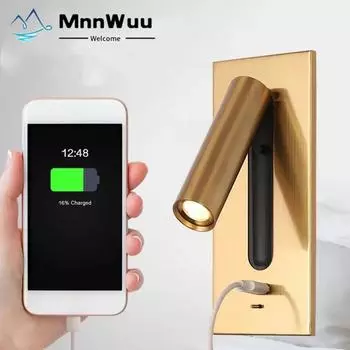 Светодиодный настенный светильник для чтения для спальни, отеля, прикроватный прожектор, вращающееся освещение, скандинавское современное высококачественное украшение для помещения