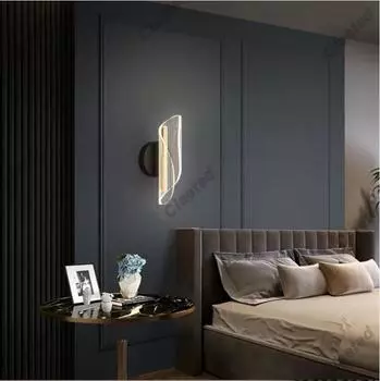 Светодиодный настенный светильник для спальни, кабинета, ресторана, отеля, прикроватной тумбочки, настенные светильники с подсветкой, декор гостиной, настенные светильники в виде свитков white light чёрный