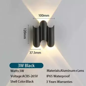 Светодиодный настенный светильник для внутреннего и наружного использования IP65 Водонепроницаемый Современный минималистский стиль 3 Вт/5 Вт/7 Вт Лампы Алюминиевые светильники для крыльца и сада Warm White 3000K