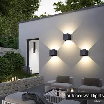 Светодиодный настенный светильник для внутреннего и наружного использования, алюминиевый настенный светильник, накладной куб, настенный светильник для садового крыльца, водонепроницаемый IP65 Warm White (2700-3500K)