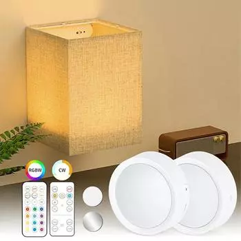 Светодиодный настенный светильник для внутреннего освещения, ночник с перезаряжаемым пультом дистанционного управления, регулируемая яркость, спальня, гостиная, коридор, домашний декор, настенные светильники 1 pair