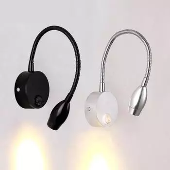 Светодиодный настенный светильник, гибкий трубчатый переключатель, регулируемый светильник для чтения прикроватной тумбочки для спальни, подарок Warm Light чёрный