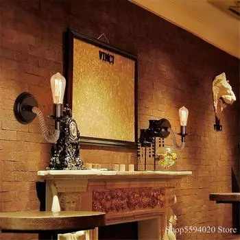 Светодиодный настенный светильник из пеньковой веревки, американский ретро-светильник для туалетного столика, бра для спальни, светодиодный настенный светильник для коридора, ночное освещение