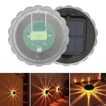 Светодиодный настенный светильник на солнечной батарее, 8 режимов, теплый белый свет, IP55, водонепроницаемый, в форме лепестка, солнечный садовый декоративный светильник для улицы