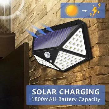 Светодиодный настенный светильник на солнечной батарее со всех сторон, светящаяся индукционная лампа, водостойкая человеческая водонепроницаемая уличная лампа для двора, лестницы, садовый настенный светильник, декор 20W – black чёрный