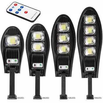 Светодиодный настенный светильник на солнечных батареях IP65 с водонепроницаемым датчиком движения, многофункциональный уличный светильник на солнечных батареях для безопасности сада, патио, дорожки 126led