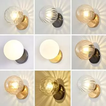 Светодиодный настенный светильник Nordic IndoorIron Modern Stairs E27, круглый стеклянный светильник для гостиной, спальни, коридора, прохода No bulb