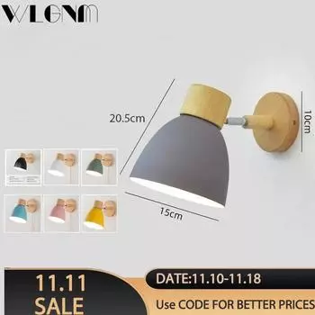 Светодиодный настенный светильник Nordic, современный, с выключателем, железные светильники, спальня, прикроватная тумбочка, кабинет, гостиная, ресторан, бар, декоративные светильники для помещений No Bulb чёрный