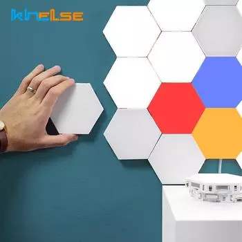Светодиодный настенный светильник Quantum Hexagon с модульной панелью дистанционного управления Honeycomb, сенсорные лампы для спальни, магнитное настенное освещение Helios