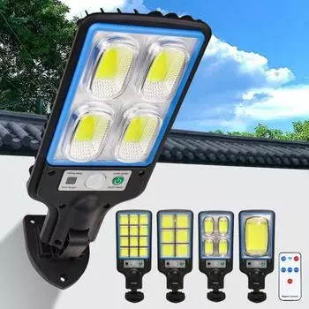 Светодиодный настенный светильник с датчиком движения, светильник на солнечной энергии, пульт дистанционного управления, супер яркий IP65, водонепроницаемый, простая установка, уличный настенный светильник безопасности C