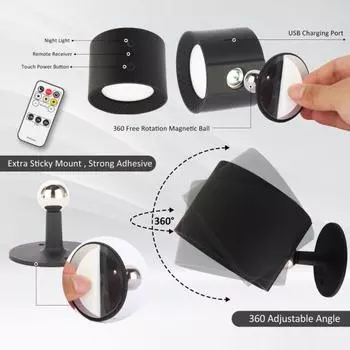 Светодиодный настенный светильник с пультом дистанционного управления, регулируемая яркость, цветовая температура, перезаряжаемый настенный светильник Regular Style