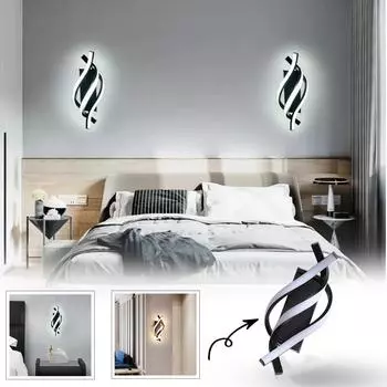 Светодиодный настенный светильник, современная и модная гостиная, спальня, прикроватная лампа, лампа для лестницы и прохода One Size чёрный