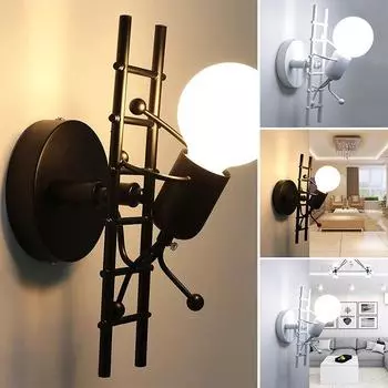 Светодиодный настенный светильник в индустриальном стиле, железное искусство, лестница злодея, бра, детская комната, спальня, отель, прикроватные светильники белый