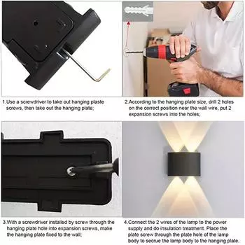 Светодиодный настенный светильник, водонепроницаемый, современный, бра, для внутреннего и наружного украшения, 90-265 В, 4 Вт, черный, для дома, сада, прихожей, гостевой комнаты Warm White (2700-3500K)
