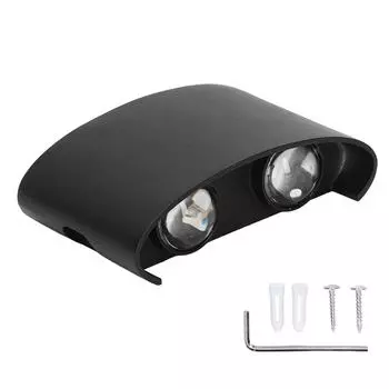 Светодиодный настенный светильник, водонепроницаемый, современный, бра, для внутреннего и наружного использования, 90?265 В 4 Вт Черный Корпус Теплый