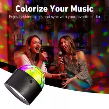 Светодиодный настенный светильник Yousheng с диско-шаром RGB с 3 цветовыми температурами, регулируемой яркостью, перезаряжаемый, беспроводной, двухголовый, окружающее освещение чёрный