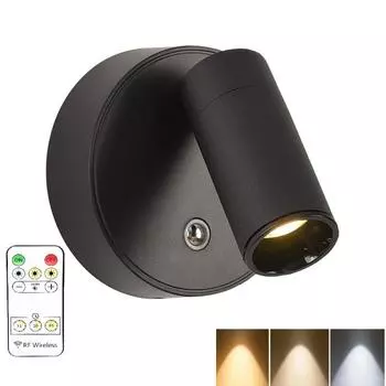 Светодиодный настенный светильникСенсорное управлениеНастенный светильник с возможностью вращения на 360 градусов, 3 цвета, настенные светильники, беспроводные ночники для спальниУкрашение дома 3 tone lighting белый