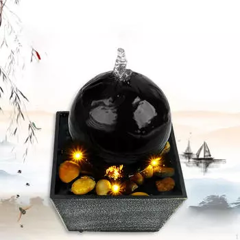 Светодиодный настольный фонтан для помещений, украшение для рабочего стола с подсветкой и галькой, центральный элемент стола для