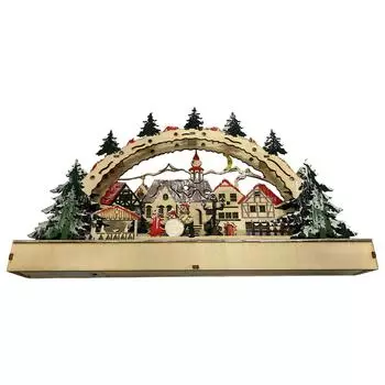 Светодиодный настольный светильник Декор Деревянная рождественская деревня Музыкальная книга и мост