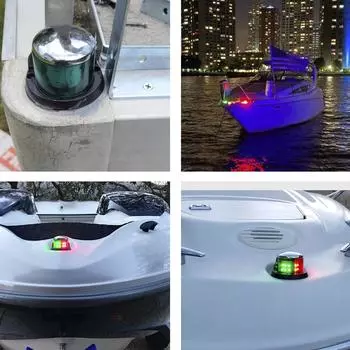 Светодиодный навигационный фонарь для лодки, светодиодный красный и зеленый морской навигационный фонарь, светодиодный носовой фонарь для лодки серебряный