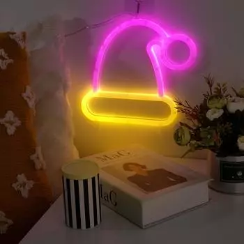 Светодиодный неоновый рождественский колпак, ночник, знак признания в любви ко Дню святого Валентина, ночник на батарейках USB с двумя источниками питания для рождественской свадьбы USB коричневый